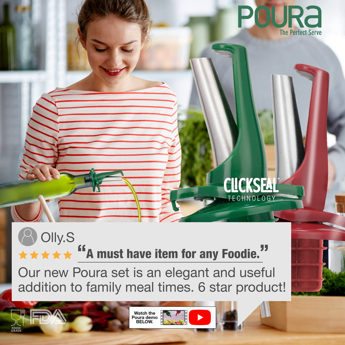 Poura kitchen aesthetic setup with spouts in daily use