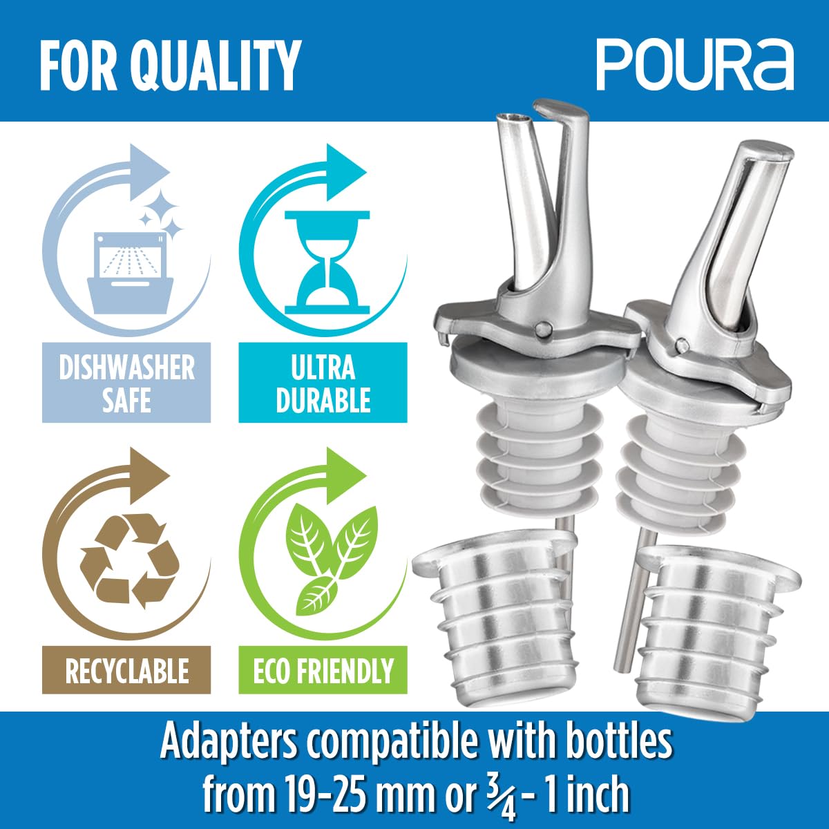 Poura silver 2-pack elevates bar aesthetics and efficiency