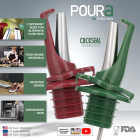 Poura vinegar spout mid-flow enables controlled dispensing