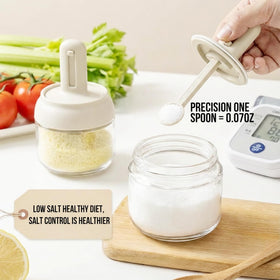 Povinmos clear glass salt cellar with airtight lid preserves freshness