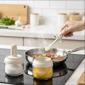 Povinmos wide-mouth glass jar for easy cleaning and refilling