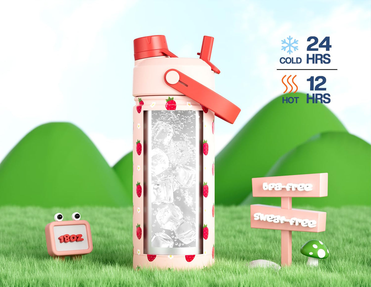 POWCAN kids bottle backpack-friendly size fits bags and cup holders