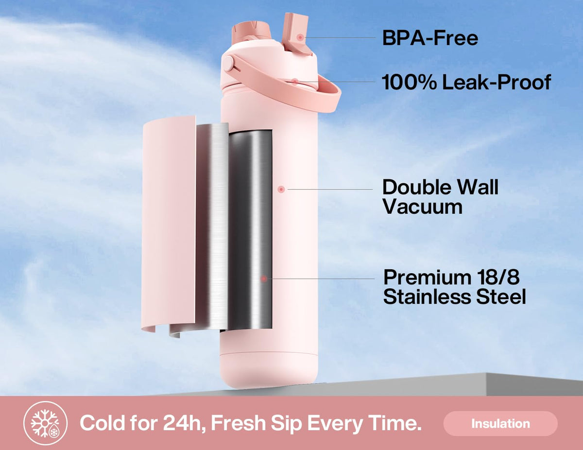 Powcan 26oz bottle showcases leak-proof design for safe travel.