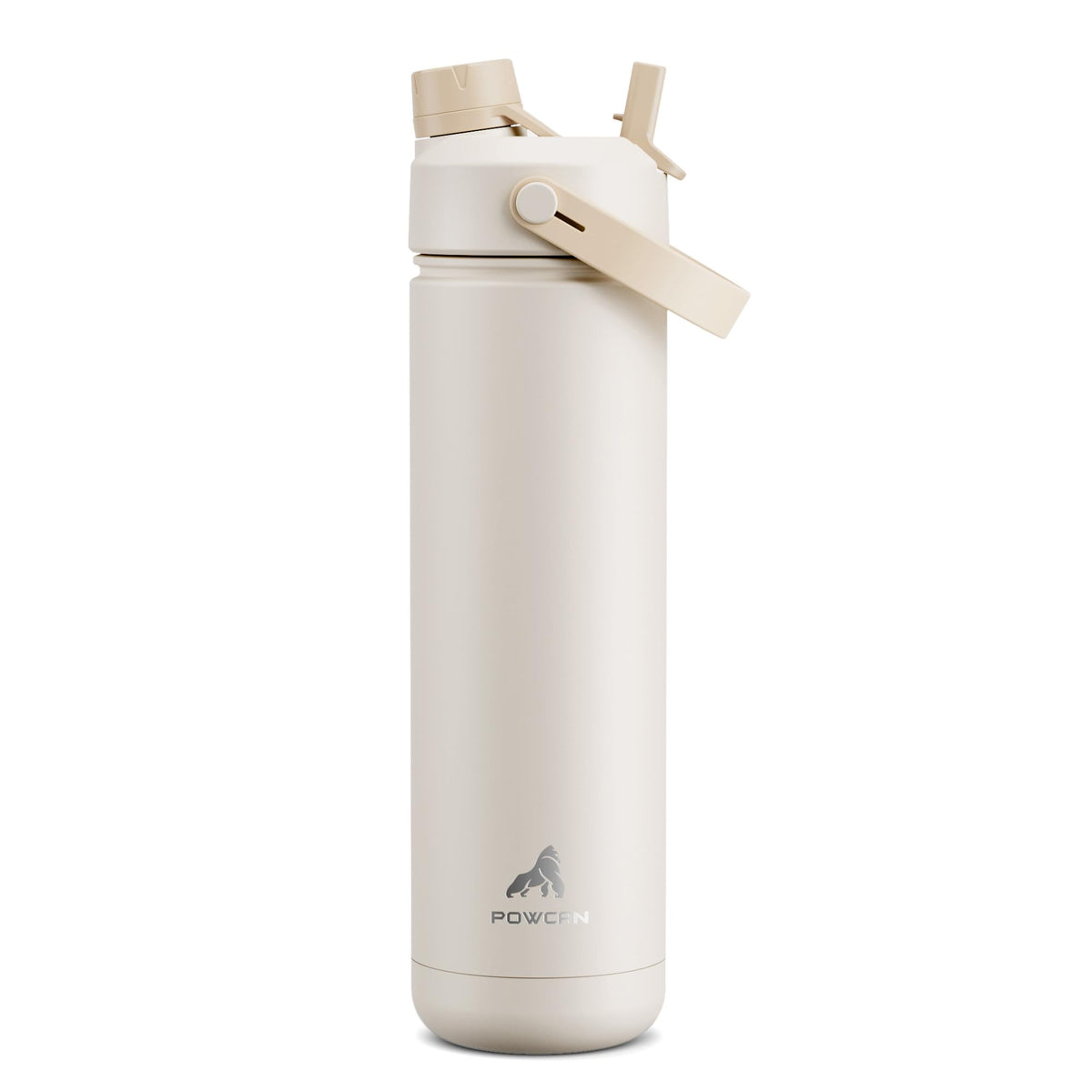 POWCAN 26oz insulated bottle with 2-in-1 lid and straw-spout for versatile sipping.