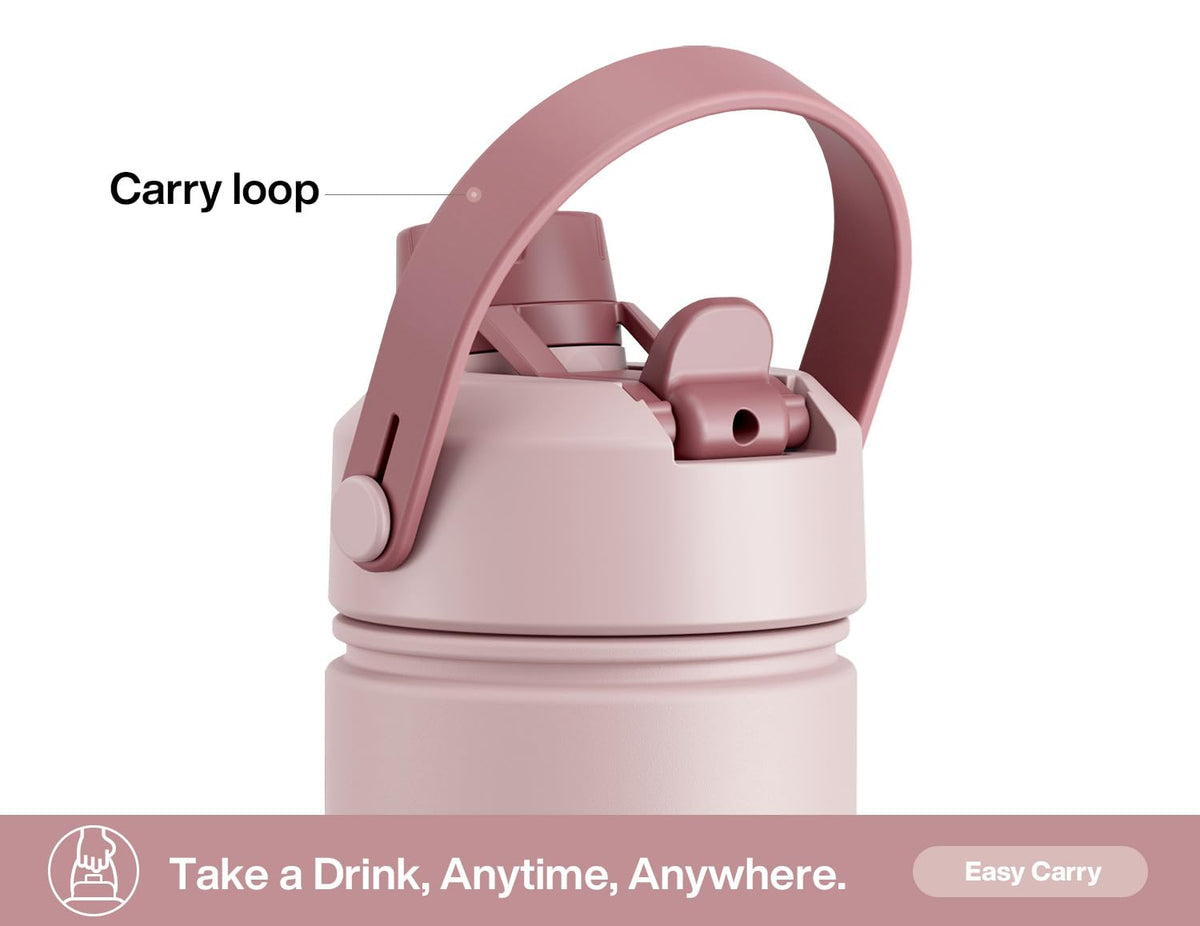 POWCAN dried rose bottle in car cup holder for on-the-go hydration.