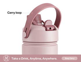 POWCAN dried rose bottle in car cup holder for on-the-go hydration.