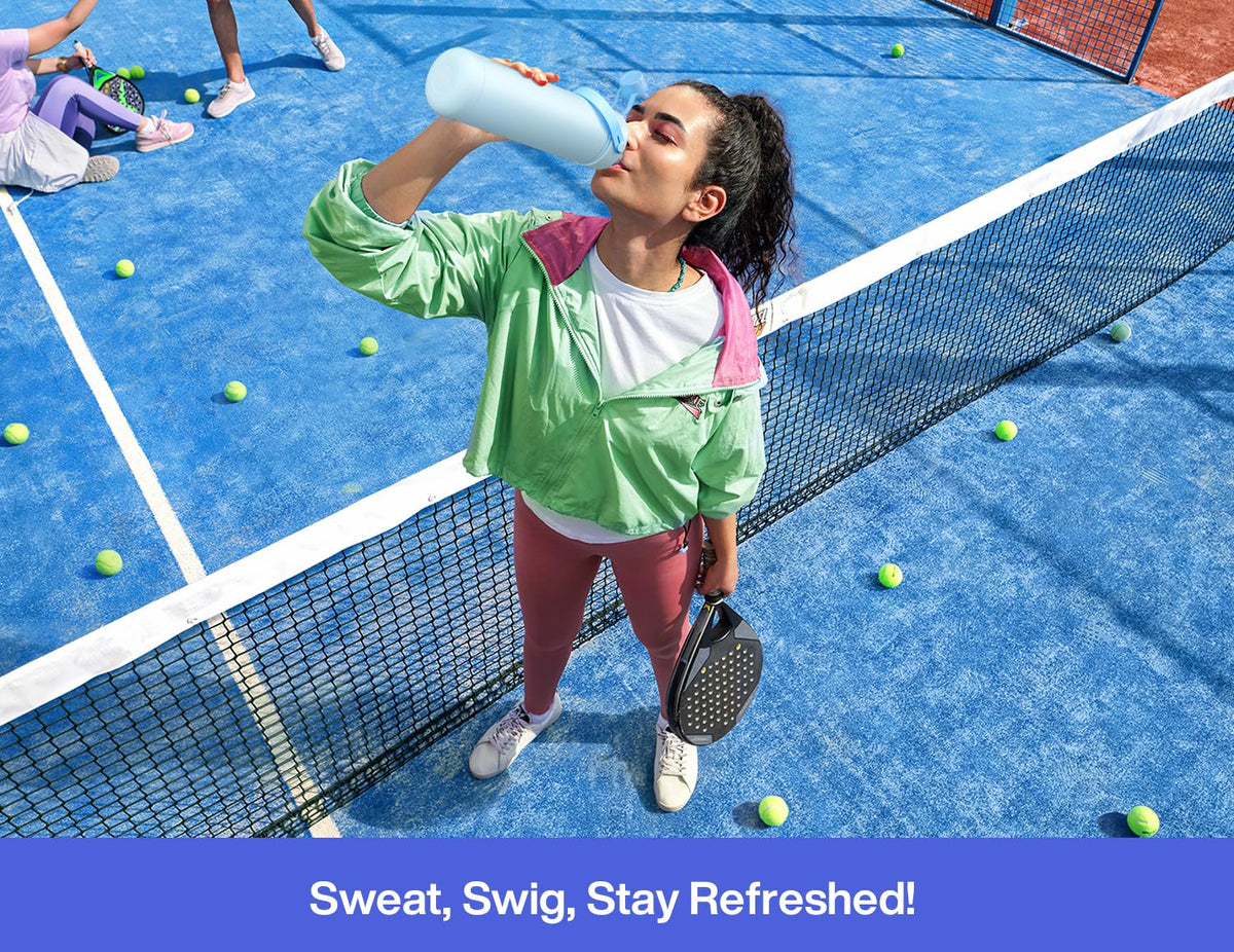 POWCAN Lupine bottle in action for sports, travel, and school.