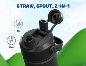 POWCAN bottle with 2-in-1 lid straw spout promotes easy sipping