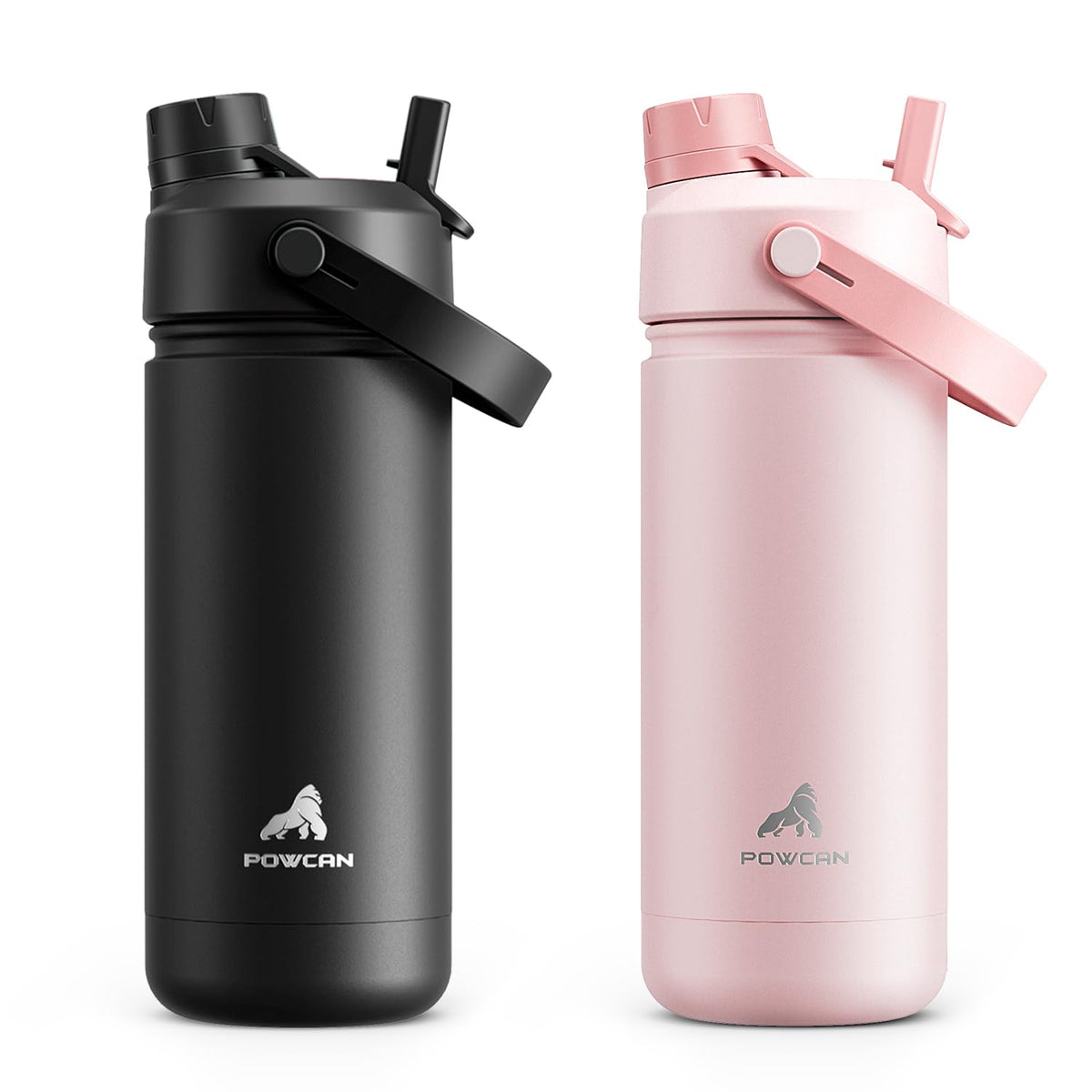 POWCAN 2-pack 18oz kids bottle leakproof lid for mess-free school days.