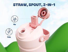 POWCAN 2-pack kids bottle stainless steel body for durable daily use.