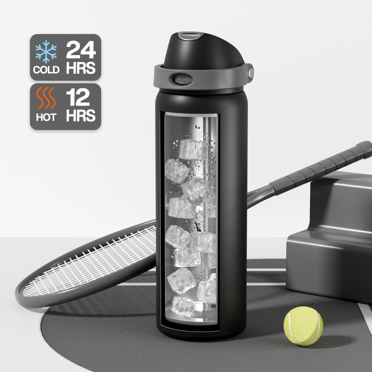 POWCAN insulated bottle keeps beverages cold up to 24 hours on outdoor adventures.