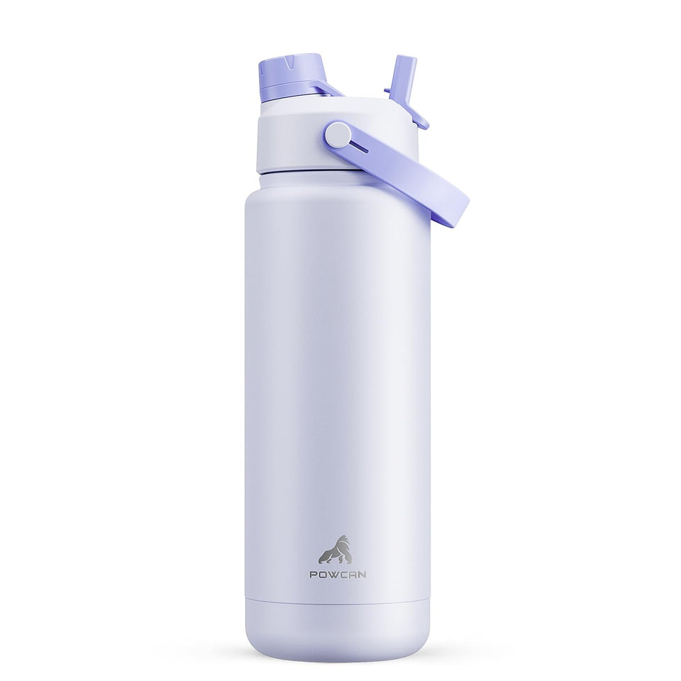 POWCAN 32oz Lupine bottle side view for all-day hydration on the go