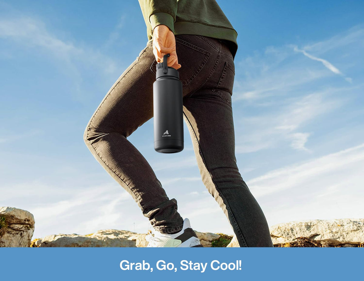 POWCAN 32 oz capacity supports all-day hydration for sports and travel.