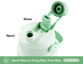 POWCAN 32 oz bottle lid open straw focus enables easy sipping on the go.