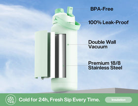 POWCAN 32 oz side view highlights double-wall construction keeping drinks cold.
