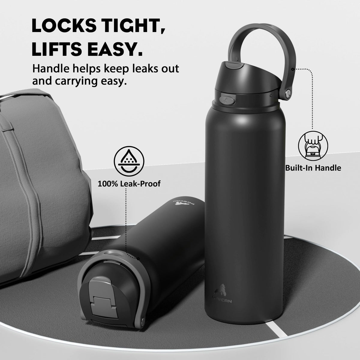 Powcan double-wall insulation keeps drinks cold for hours.