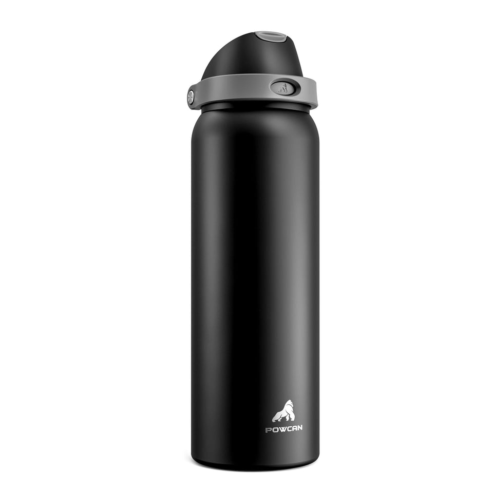 Powcan 40oz insulated bottle front view for all-day hydration on the go.