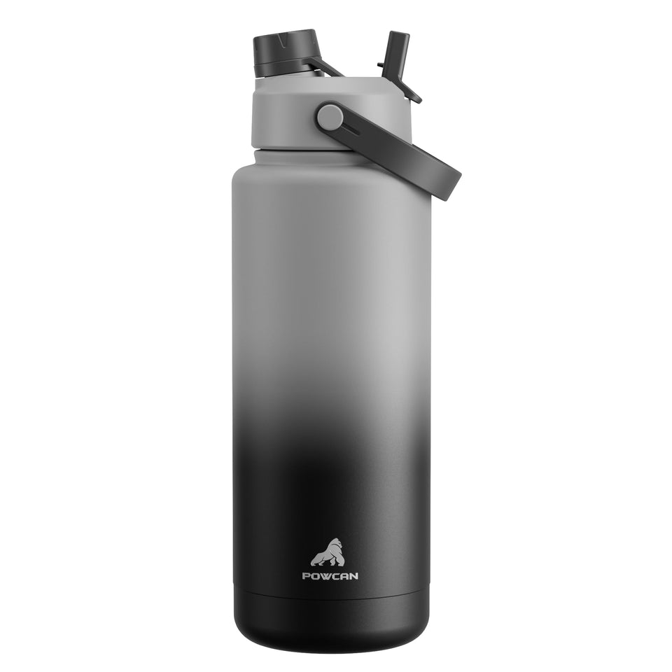 POWCAN 40 oz insulated bottle side view highlights leak-proof travel design.