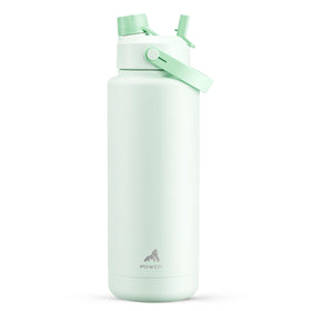 POWCAN 40oz insulated bottle in mint with lid-straw setup for easy sipping.