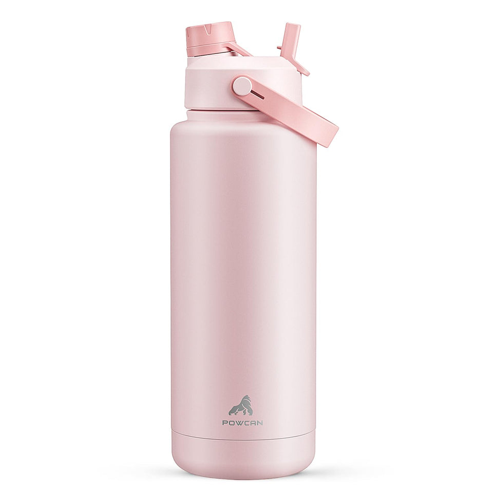 Powcan 40oz insulated bottle with straw lid for on-the-go cold drinks