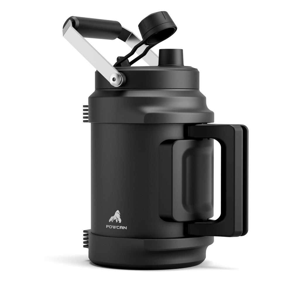 POWCAN 64oz bottle midnight with wide mouth for easy filling.