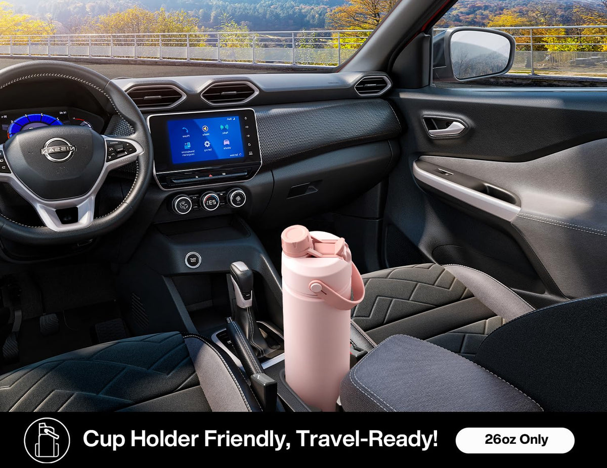 POWCAN 26 oz fits most car cup holders for effortless hydration on the go.