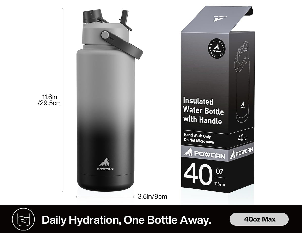 POWCAN bottle in a backpack highlights all-day hydration on the go.