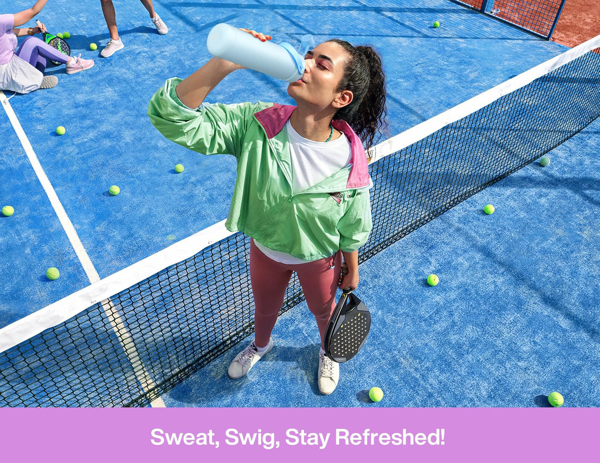 Ideal for sports, travel, and school use with a sturdy bottle