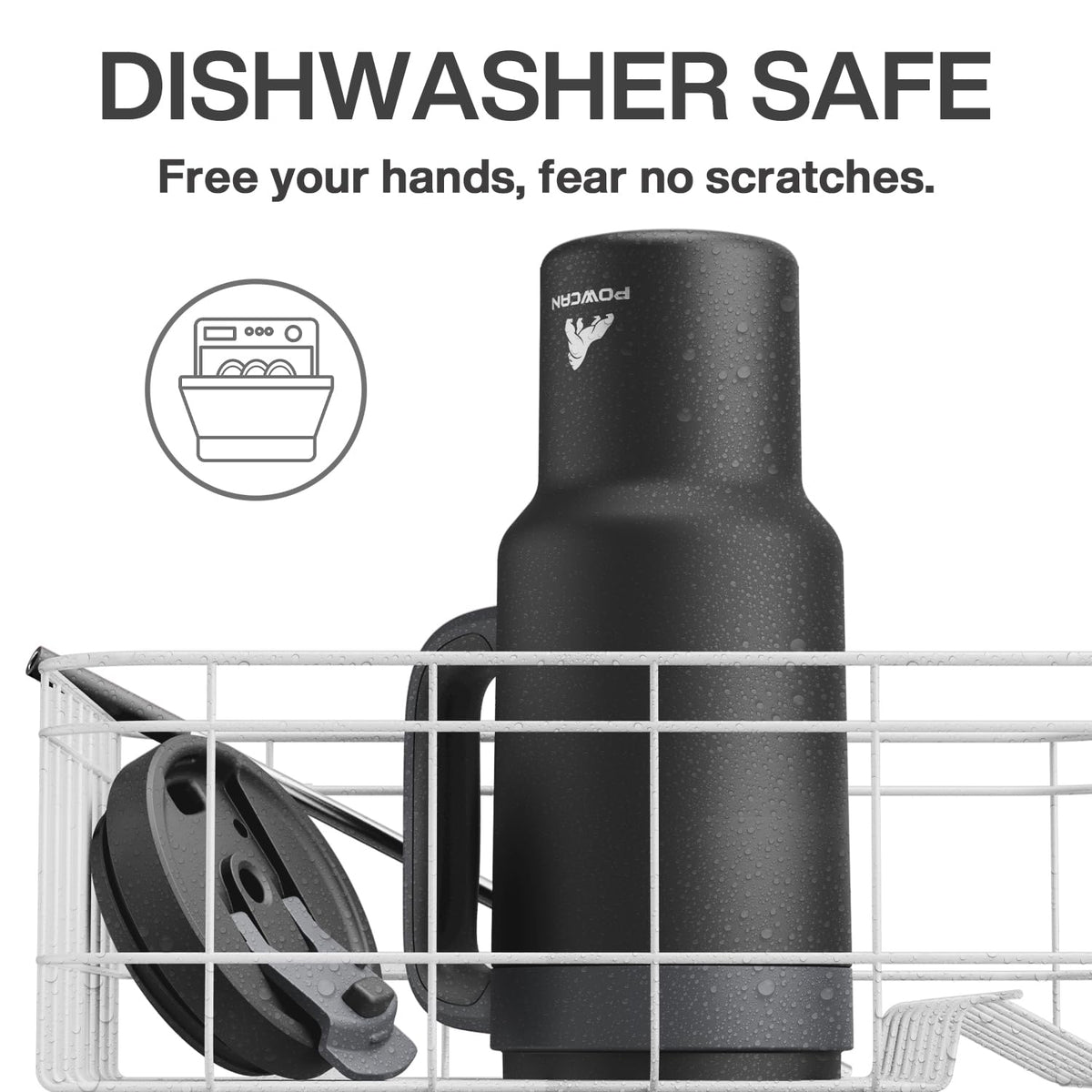 POWCAN dishwasher-safe stainless steel interior cleans quickly after use.