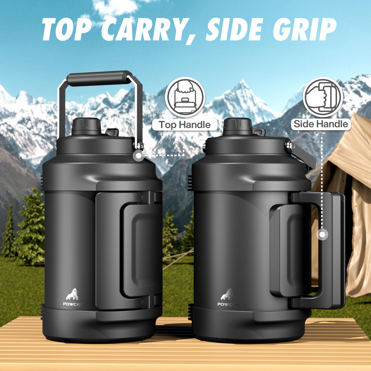 POWCAN dual-carrying handles offer flexible grip for commuting and hiking.