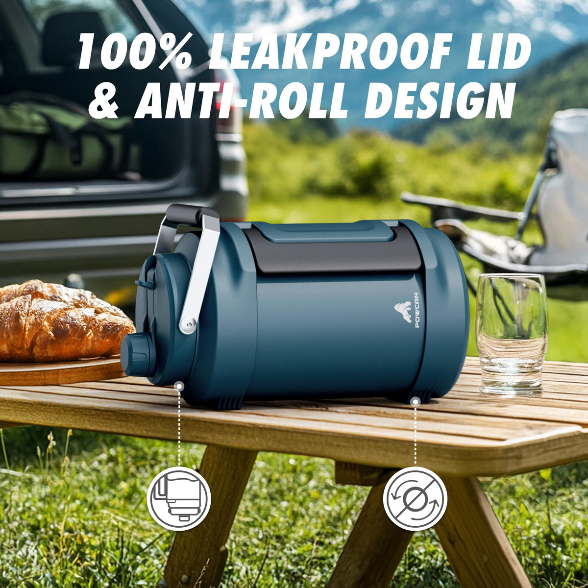 POWCAN dual-handles provide secure grip on hikes.