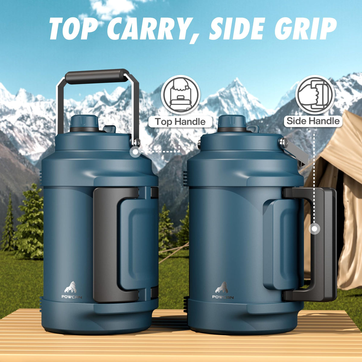 POWCAN wide-mouth opening makes ice filling and cleaning easy.
