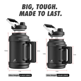 POWCAN 128 oz capacity suits gym, bike rides, and road trips.