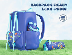 POWCAN bottle fits cup holders; compact for strollers and backpacks.