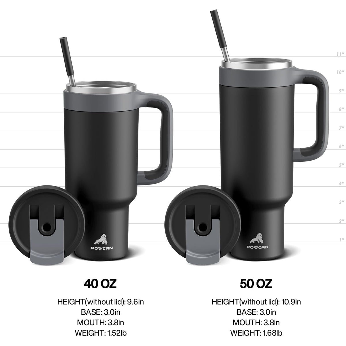 POWCAN Midnight finish adds a sleek look to any beverage routine.