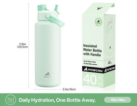 POWCAN stainless steel BPA-free bottle emphasizes durability and safe hydration.