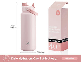 Powcan wide-mouth bottle for quick cleaning and refilling
