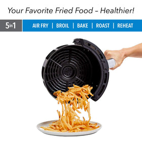 PowerXL Air Fryer 7 QT Maxx Classic accessories included: fry basket and recipe book.