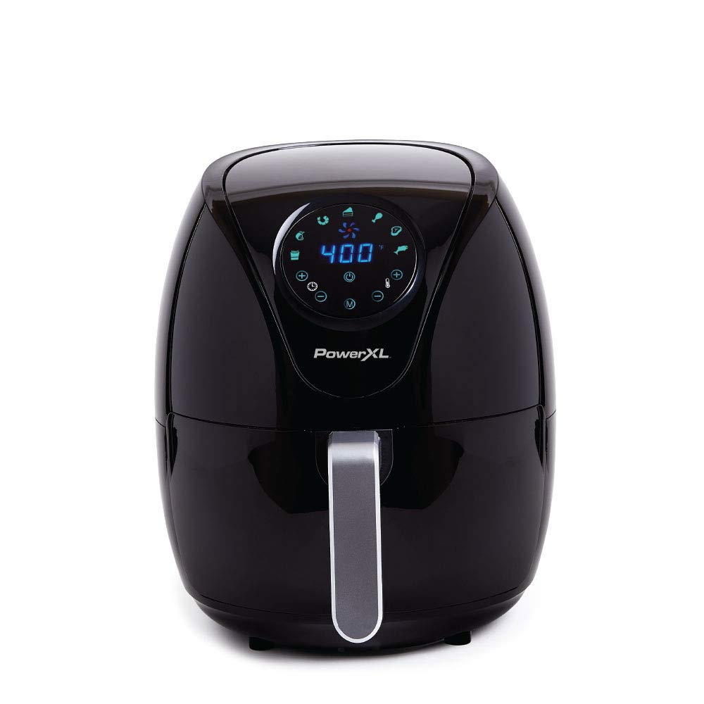 PowerXL Air Fryer 7 QT Maxx Classic front view in sleek black.