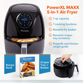 PowerXL Air Fryer 7 QT Maxx Classic top view shows compact countertop footprint.