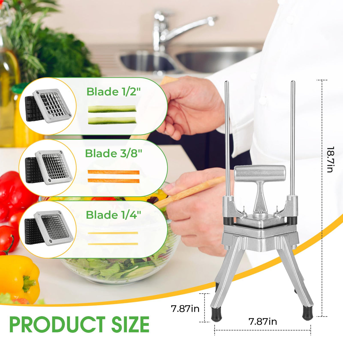 POWLAB blade-set three-sizes showcases versatile cutting options for produce.