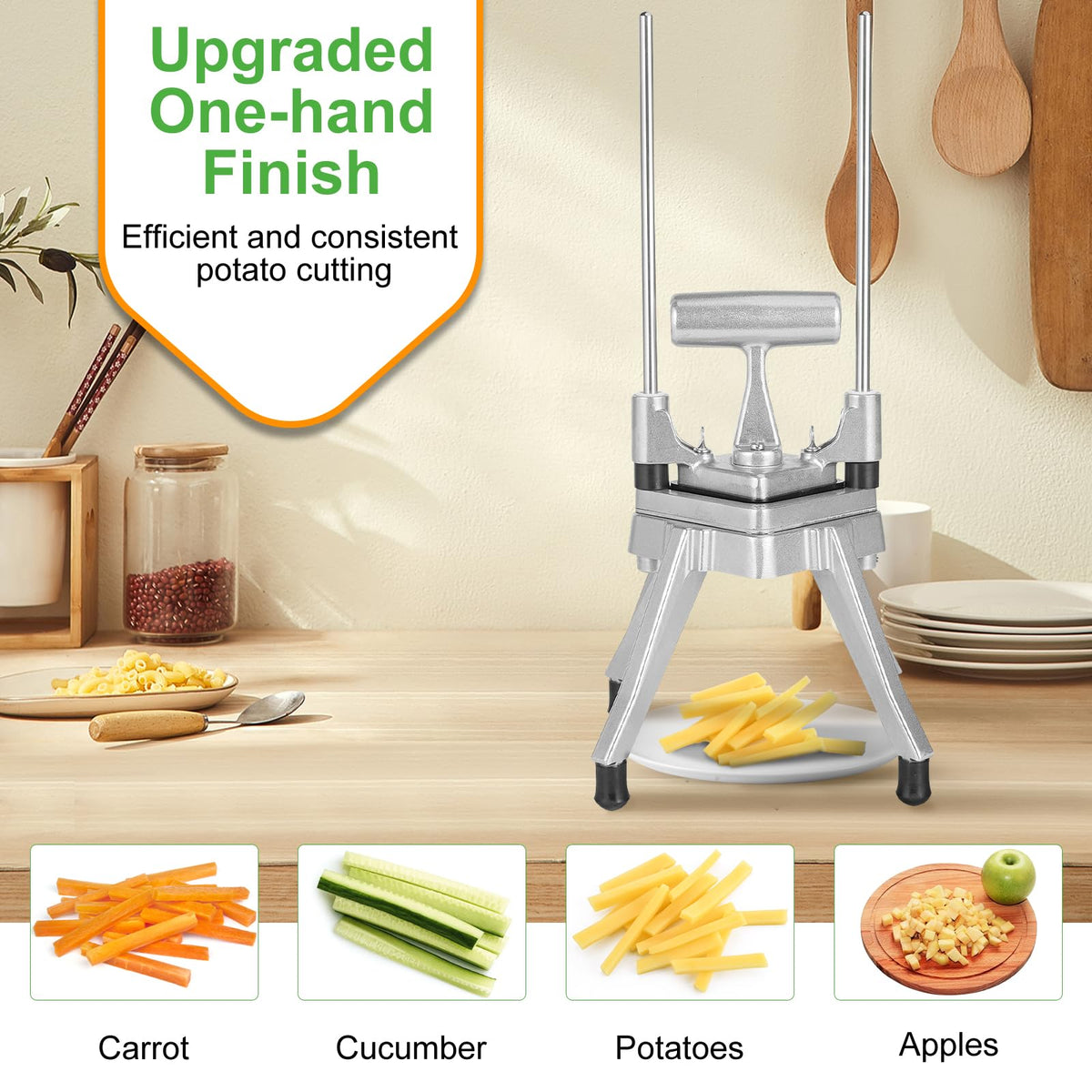 POWLAB three-blade system enables 1/4-inch, 1/2-inch, and 3/8-inch cuts.