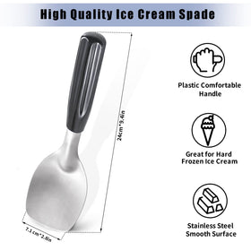 POWSHELF stainless steel head ice cream spade for effortless scooping of frozen treats