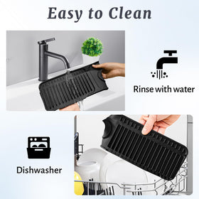 PoYang black faucet mat adds sleek style while protecting surfaces