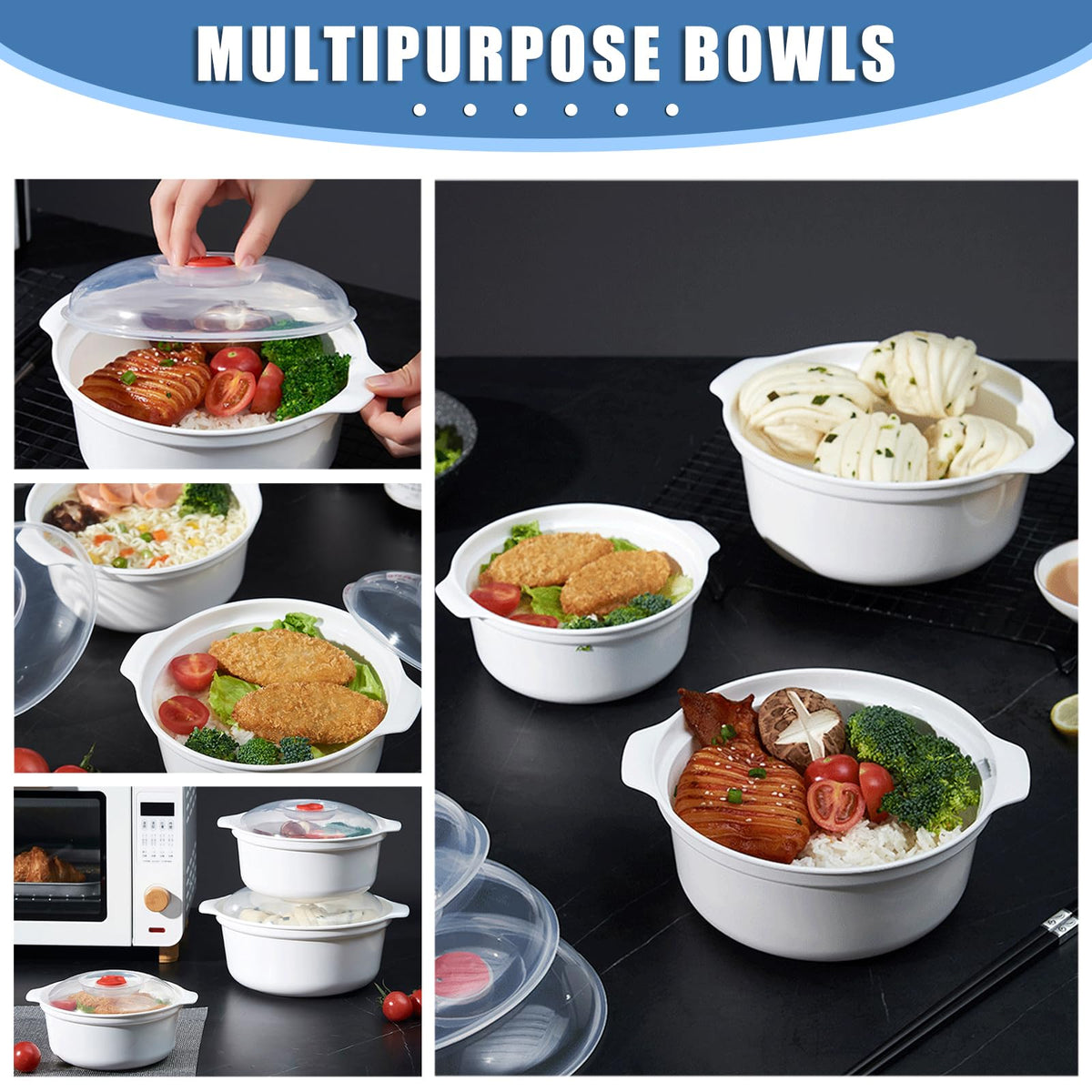 POYIPI multipurpose microwave dishes double as storage and meal prep.