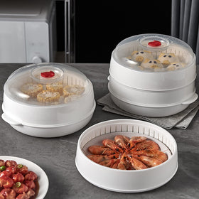 POYIPI steamer lid—spill-resistant cover for mess-free microwave cooking.