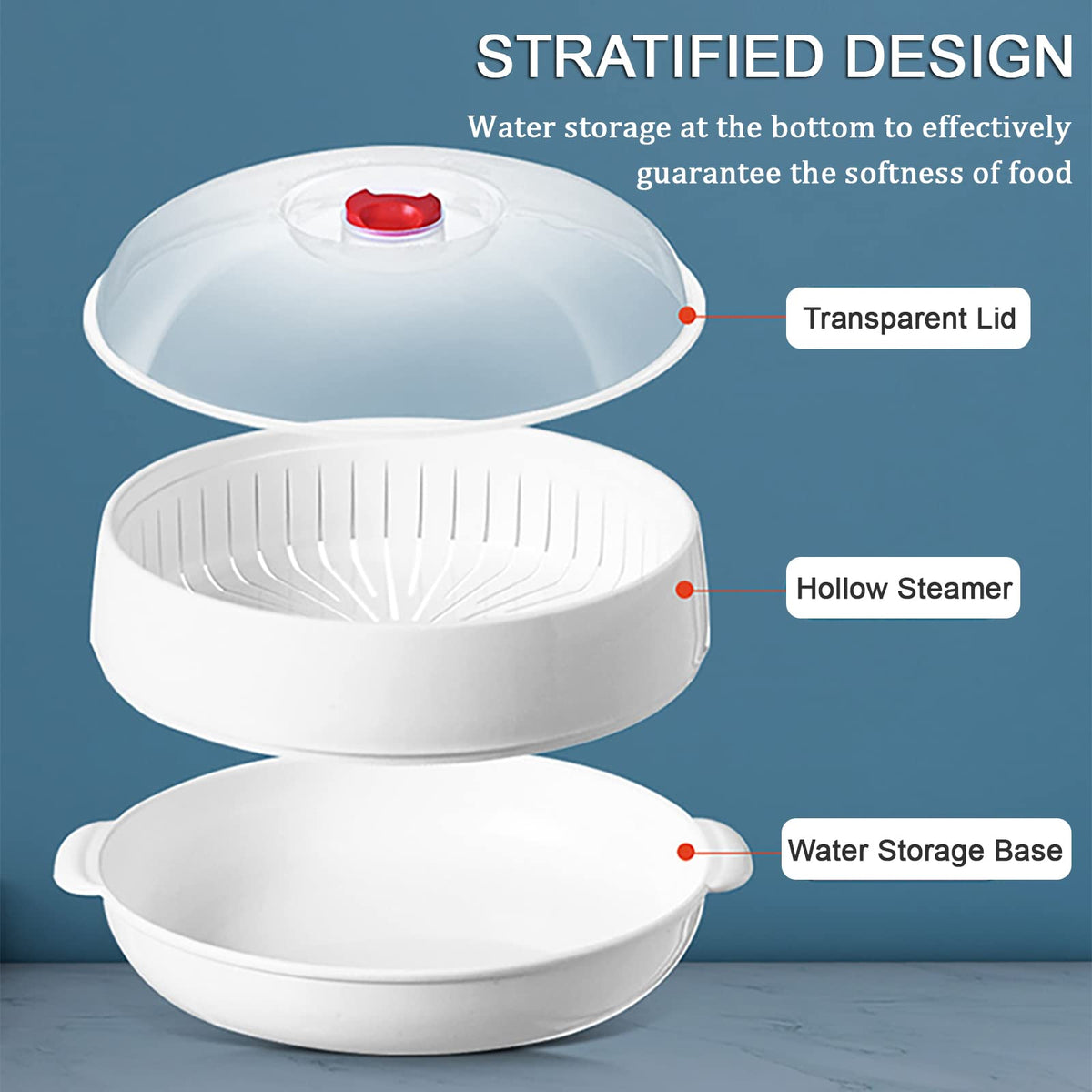 POYIPI steamer tray—easy handling for layered vegetable steaming.