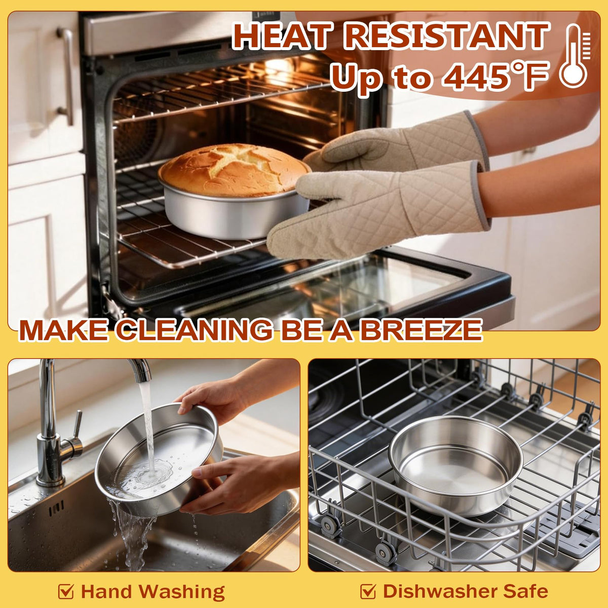 P&P CHEF 7-inch cake pan dishwasher-safe for quick cleanup