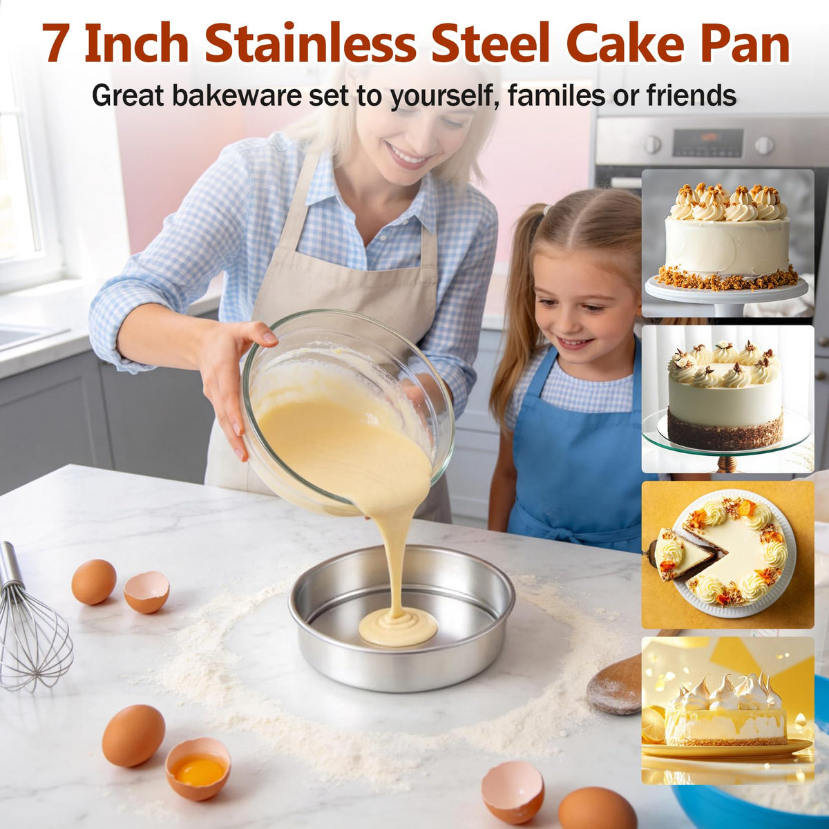 P&P CHEF 7-inch cake pan heat resistant up to 445F for versatile baking