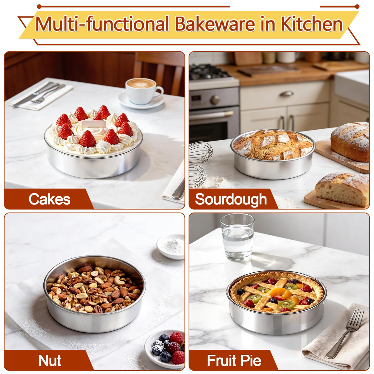 P&P CHEF 7-inch cake pan leak-proof bottom to prevent spills
